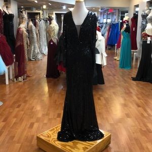Black special occasion gown with beads